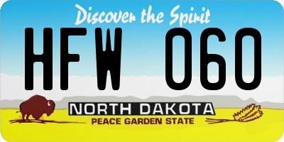 ND license plate HFW060
