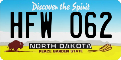 ND license plate HFW062