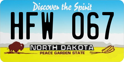 ND license plate HFW067