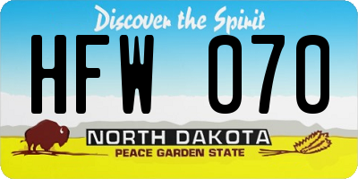 ND license plate HFW070