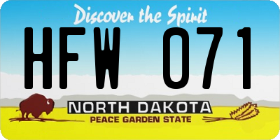 ND license plate HFW071