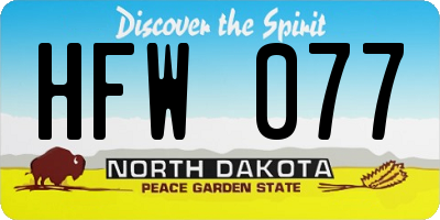 ND license plate HFW077