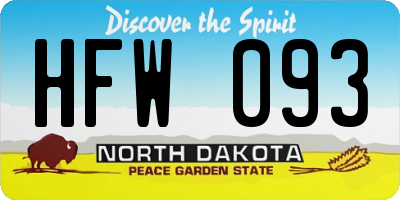 ND license plate HFW093