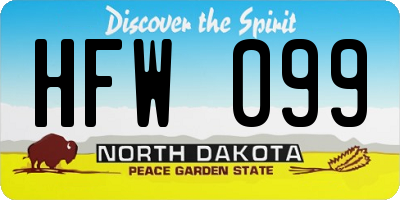 ND license plate HFW099