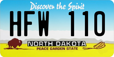 ND license plate HFW110