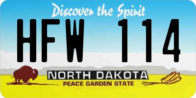 ND license plate HFW114