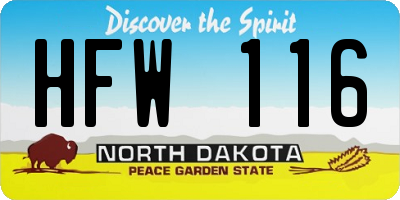 ND license plate HFW116