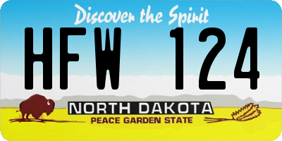 ND license plate HFW124