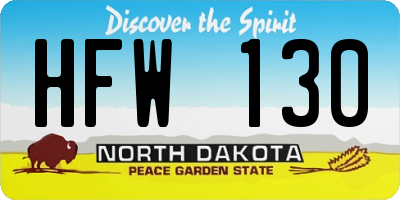 ND license plate HFW130