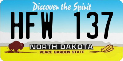 ND license plate HFW137