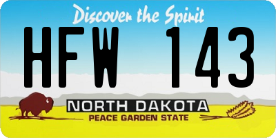 ND license plate HFW143