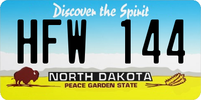 ND license plate HFW144