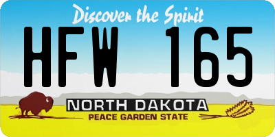 ND license plate HFW165
