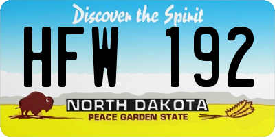 ND license plate HFW192