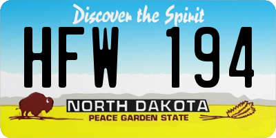 ND license plate HFW194