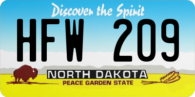 ND license plate HFW209