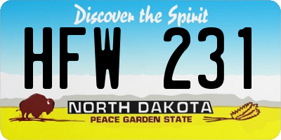 ND license plate HFW231