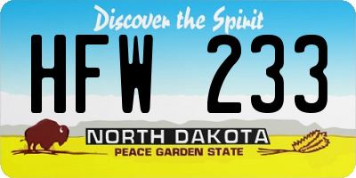 ND license plate HFW233