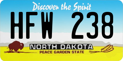 ND license plate HFW238