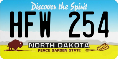 ND license plate HFW254