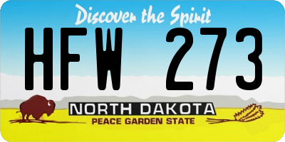 ND license plate HFW273