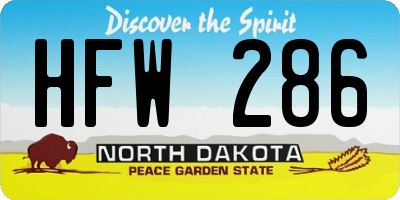 ND license plate HFW286
