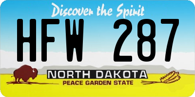 ND license plate HFW287