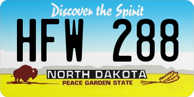 ND license plate HFW288