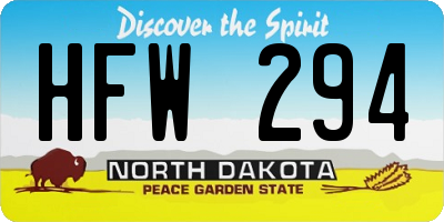 ND license plate HFW294