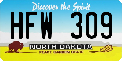 ND license plate HFW309