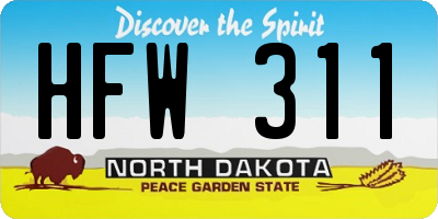 ND license plate HFW311