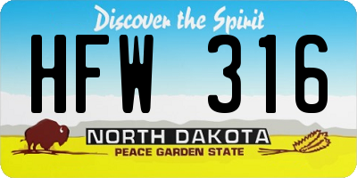 ND license plate HFW316