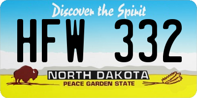 ND license plate HFW332