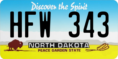 ND license plate HFW343