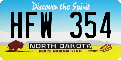 ND license plate HFW354