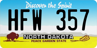 ND license plate HFW357