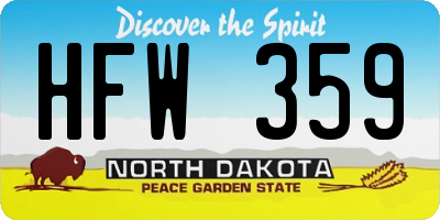 ND license plate HFW359