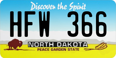 ND license plate HFW366