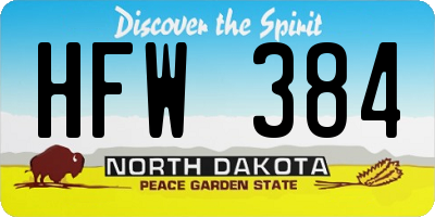 ND license plate HFW384