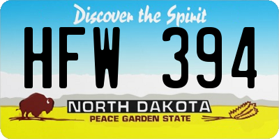 ND license plate HFW394