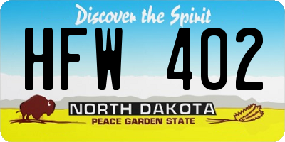 ND license plate HFW402