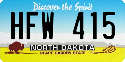 ND license plate HFW415