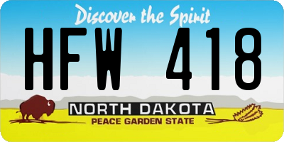 ND license plate HFW418