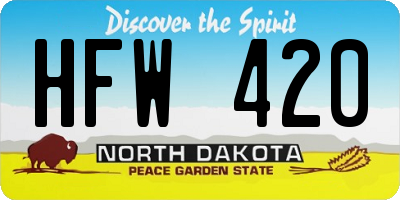 ND license plate HFW420