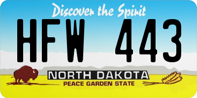 ND license plate HFW443