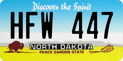 ND license plate HFW447