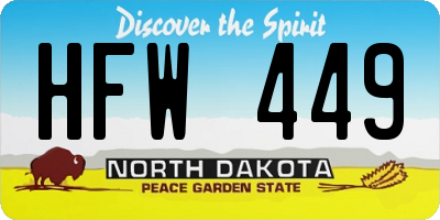 ND license plate HFW449