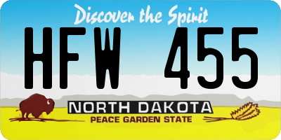 ND license plate HFW455