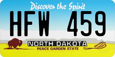 ND license plate HFW459