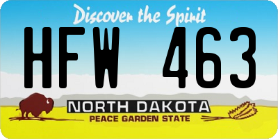 ND license plate HFW463